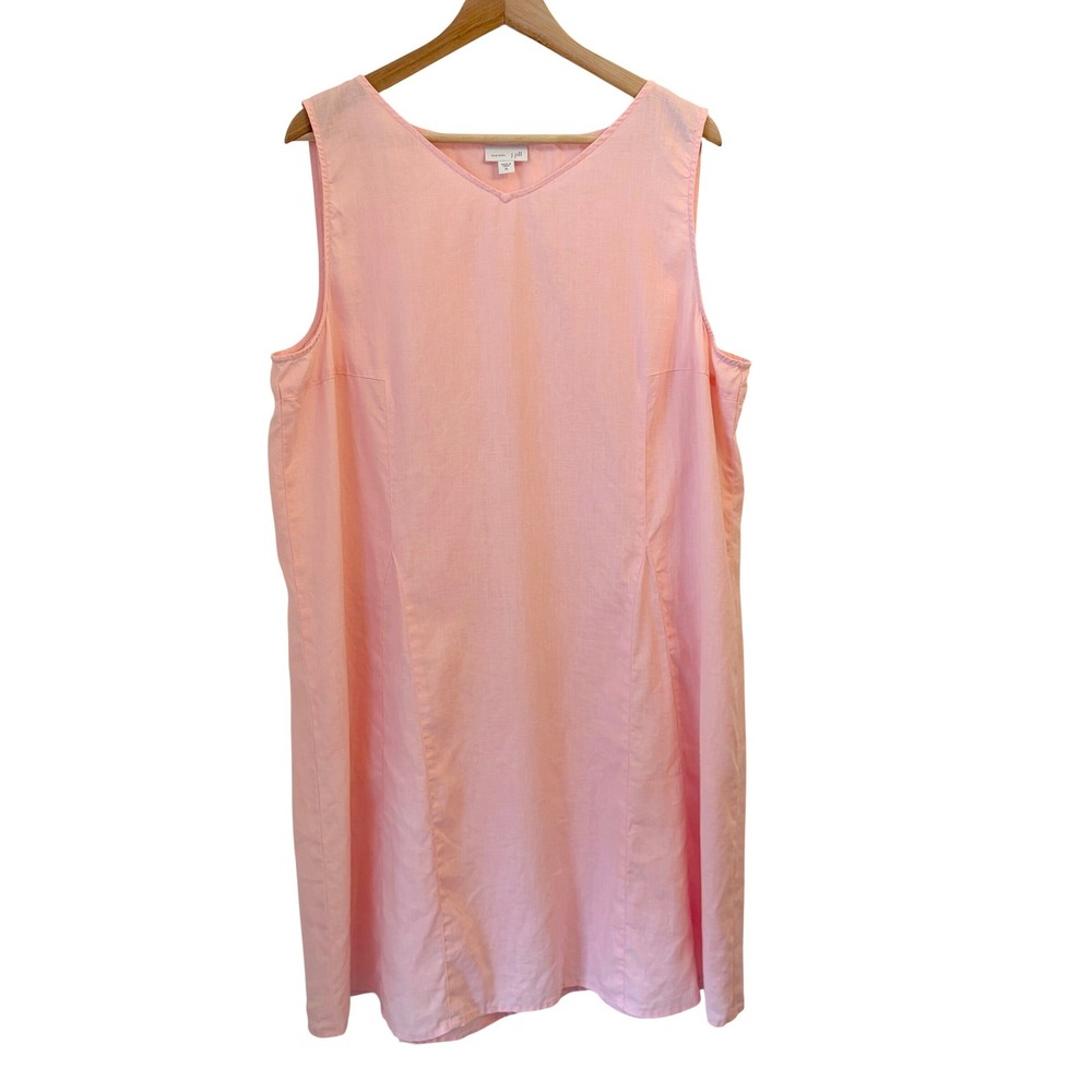 J Jill Love Linen Dress Women XL Pink Sleeveless Midi Relaxed Lightweight Beach